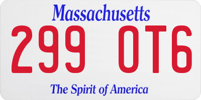 MA license plate 299OT6