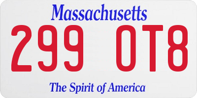 MA license plate 299OT8