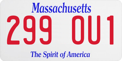 MA license plate 299OU1