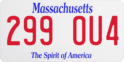 MA license plate 299OU4