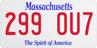 MA license plate 299OU7