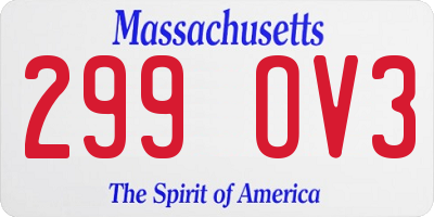MA license plate 299OV3
