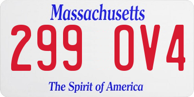 MA license plate 299OV4
