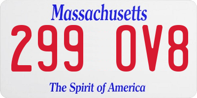 MA license plate 299OV8