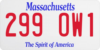 MA license plate 299OW1