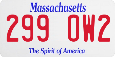 MA license plate 299OW2