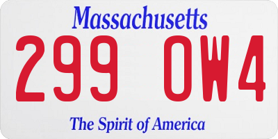 MA license plate 299OW4