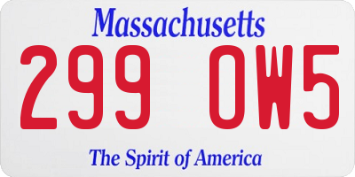 MA license plate 299OW5
