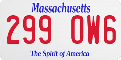 MA license plate 299OW6