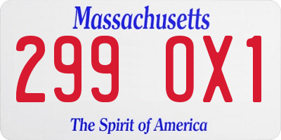 MA license plate 299OX1