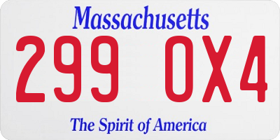 MA license plate 299OX4