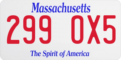 MA license plate 299OX5