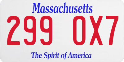 MA license plate 299OX7