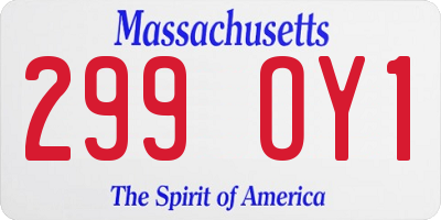 MA license plate 299OY1