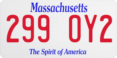 MA license plate 299OY2