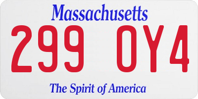 MA license plate 299OY4