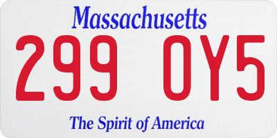 MA license plate 299OY5