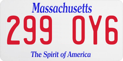 MA license plate 299OY6