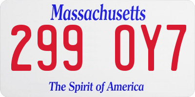 MA license plate 299OY7