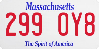 MA license plate 299OY8