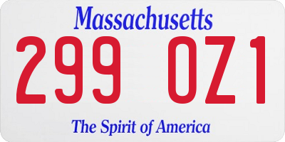 MA license plate 299OZ1