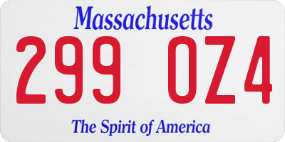 MA license plate 299OZ4