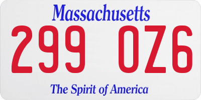 MA license plate 299OZ6