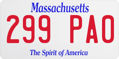 MA license plate 299PA0