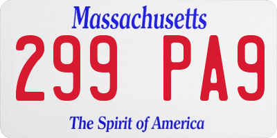 MA license plate 299PA9