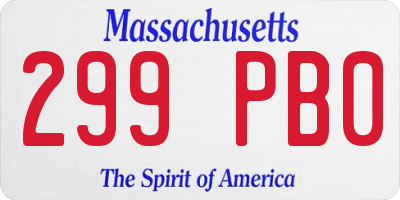 MA license plate 299PB0
