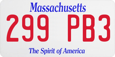 MA license plate 299PB3