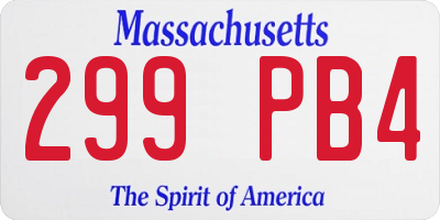 MA license plate 299PB4