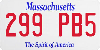 MA license plate 299PB5