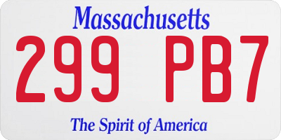 MA license plate 299PB7