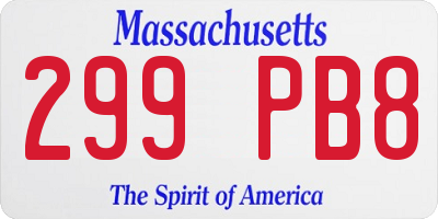 MA license plate 299PB8