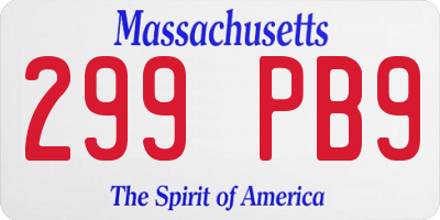 MA license plate 299PB9