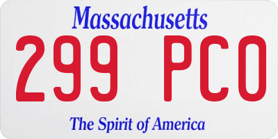 MA license plate 299PC0