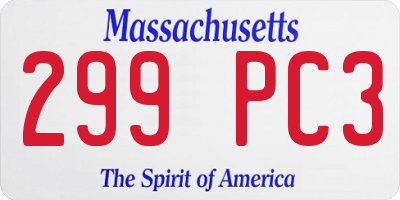 MA license plate 299PC3