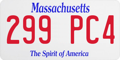 MA license plate 299PC4