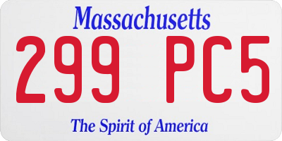 MA license plate 299PC5