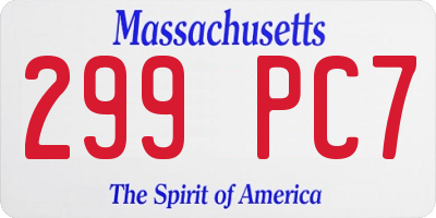 MA license plate 299PC7