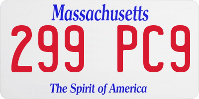 MA license plate 299PC9