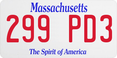 MA license plate 299PD3