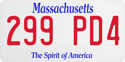 MA license plate 299PD4