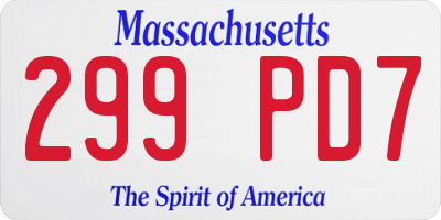 MA license plate 299PD7