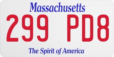 MA license plate 299PD8
