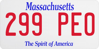 MA license plate 299PE0