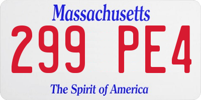 MA license plate 299PE4