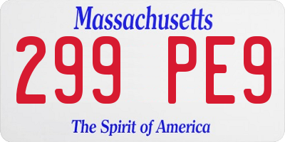 MA license plate 299PE9