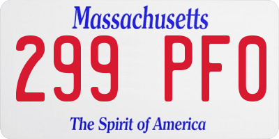 MA license plate 299PF0